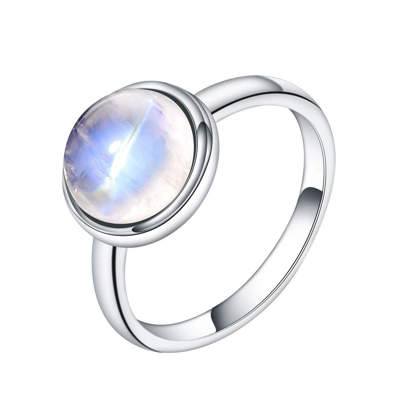 Natural Rainbow Moonstone Dainty Ring in 925 Silver For Her