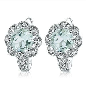 Natural Sky Blue Topaz Gemstone Earrings 925 Sterling Silver