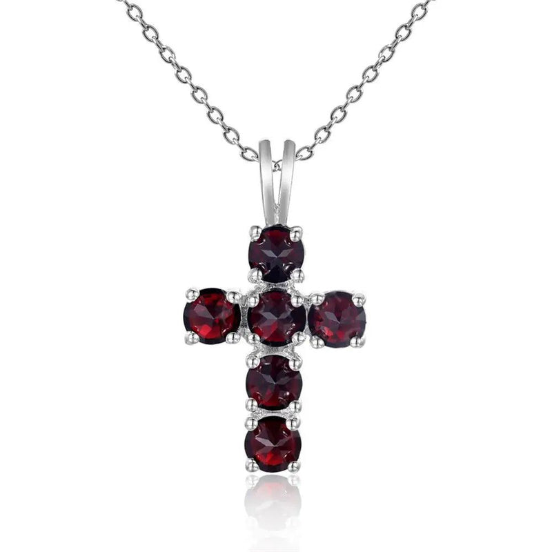 Natural Swiss Blue Topaz Cross Pendant Necklace