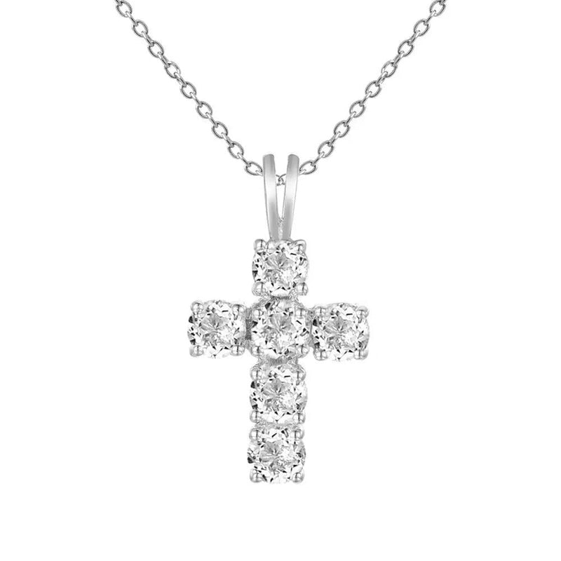 Natural Swiss Blue Topaz Cross Pendant Necklace