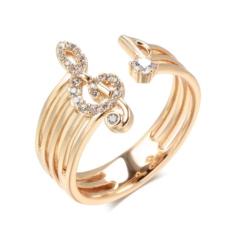 Natural Zircon Rose Gold Music Cocktail Ring - Modern High-Quality Jewelry