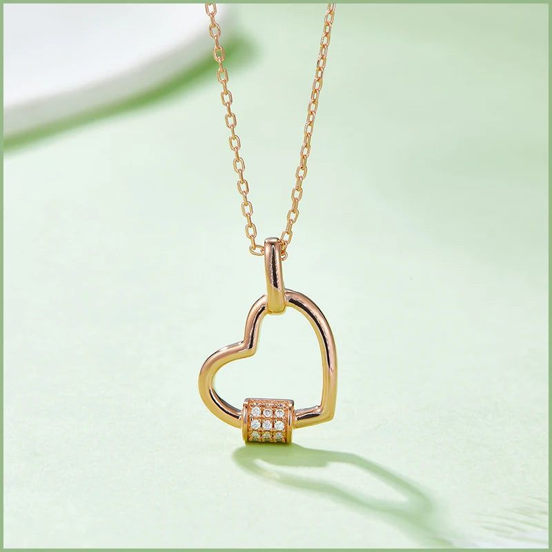 Necklace for Women Loving Heart Geometry Moissanite Pendant