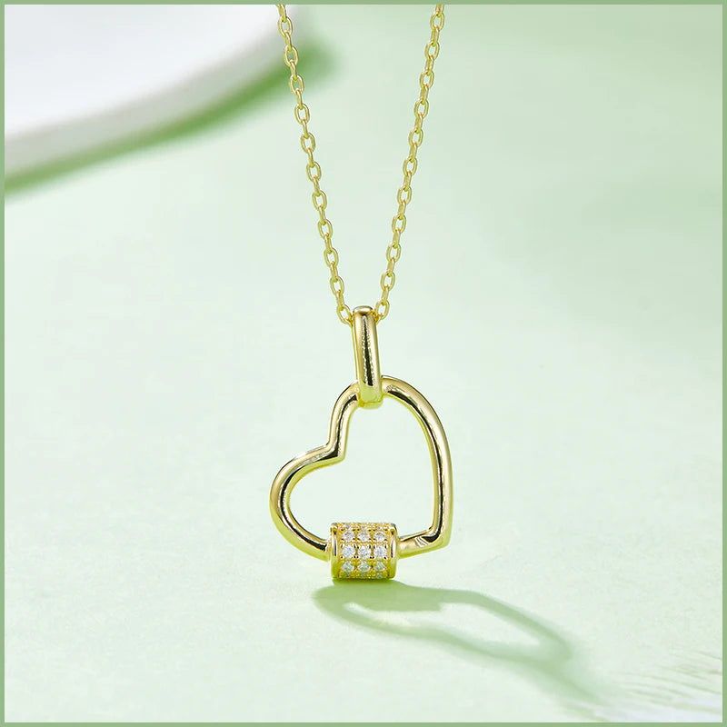 Necklace for Women Loving Heart Geometry Moissanite Pendant