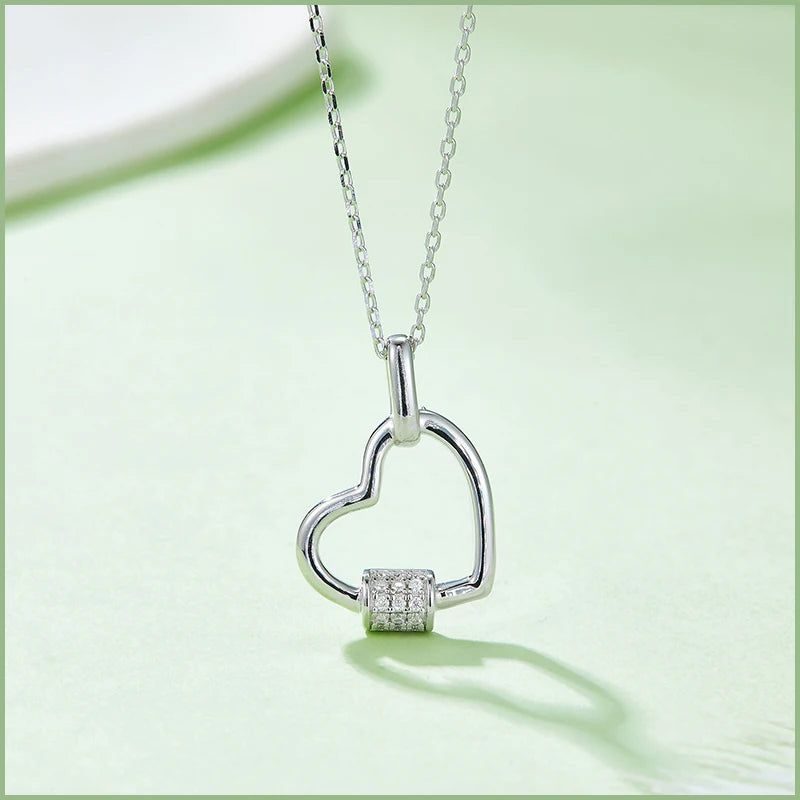 Necklace for Women Loving Heart Geometry Moissanite Pendant