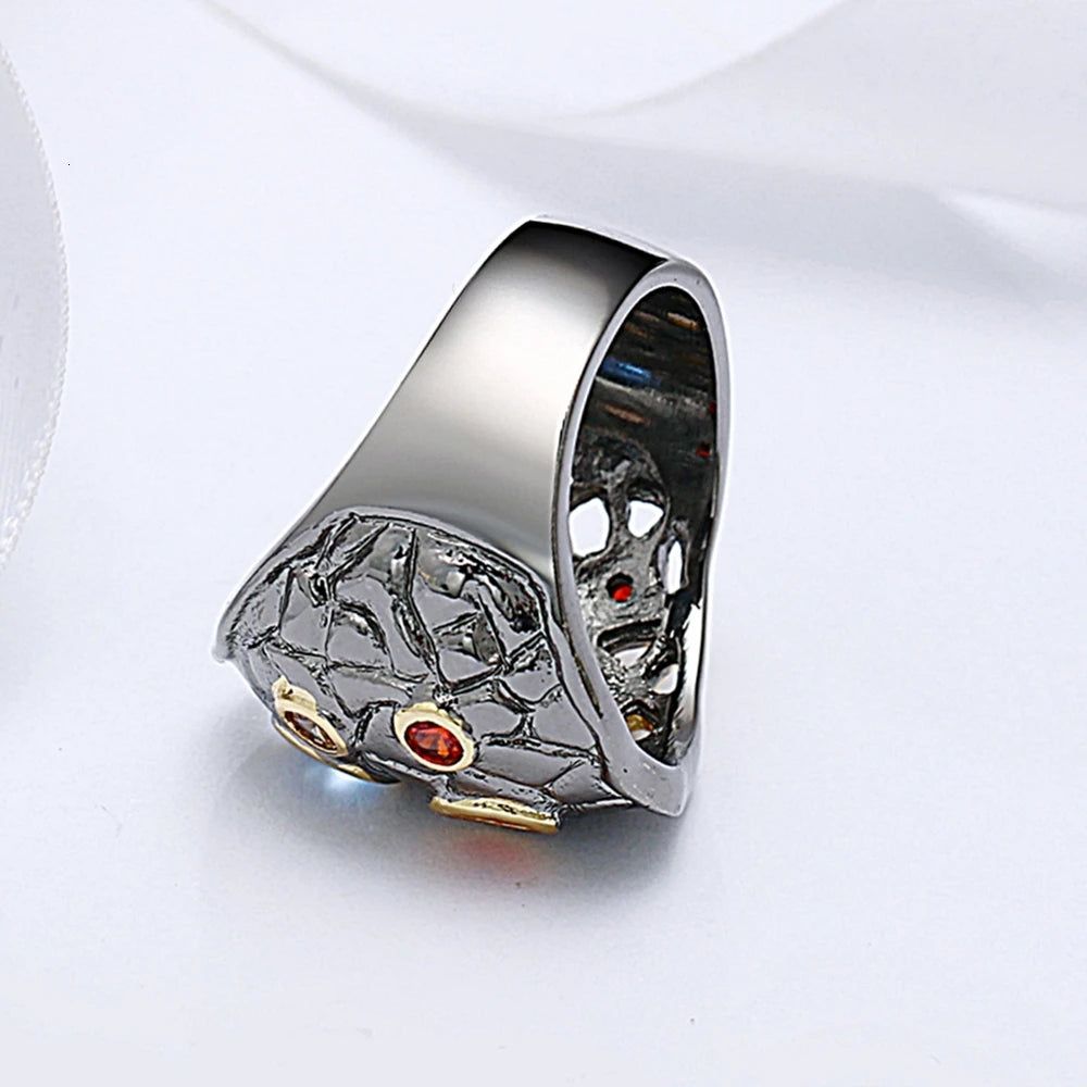 Neo-Gothic Half See-Through Zirconia Ring for Hip Hop Fashion