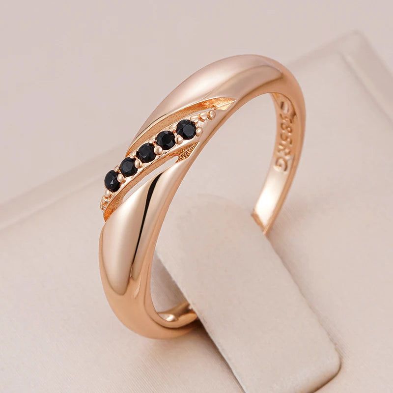 New Vintage Black Zircon Ring in 585 Rose Gold