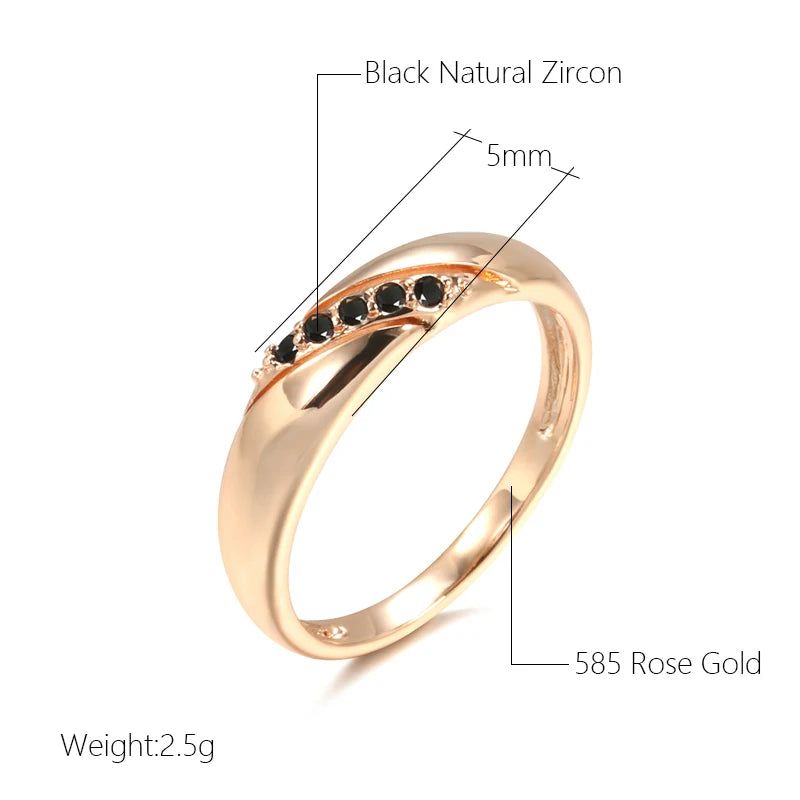 New Vintage Black Zircon Ring in 585 Rose Gold