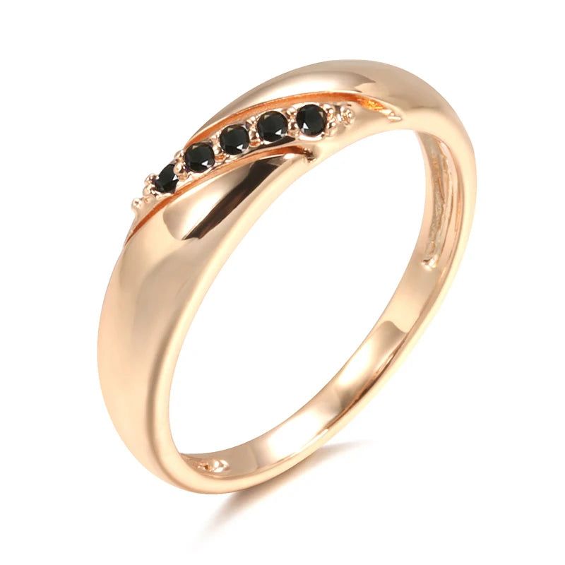 New Vintage Black Zircon Ring in 585 Rose Gold