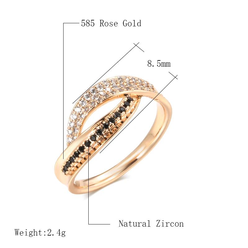 New Vintage Black Zircon Rose Gold Cocktail Ring