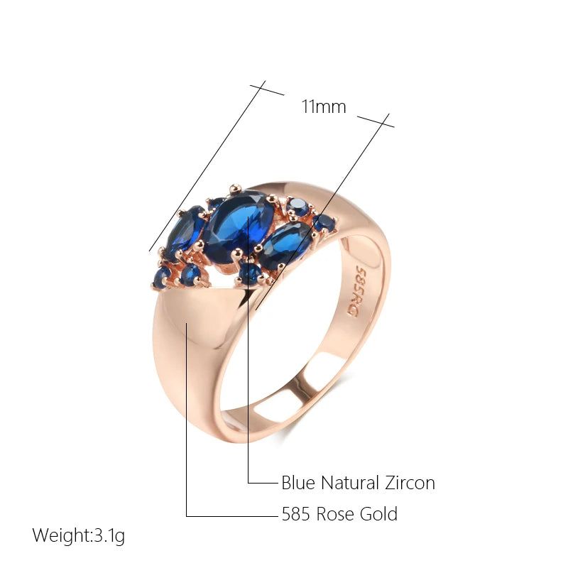 New Vintage Blue Zircon Cocktail Ring in 585 Rose Gold