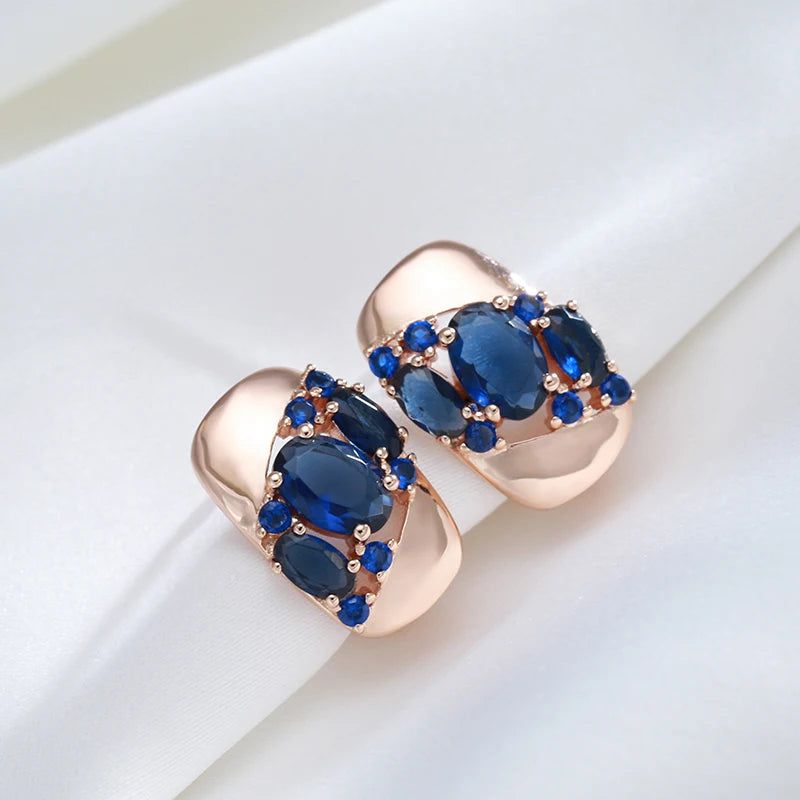 New Vintage Blue Zircon Drop Earrings in 585 Rose Gold