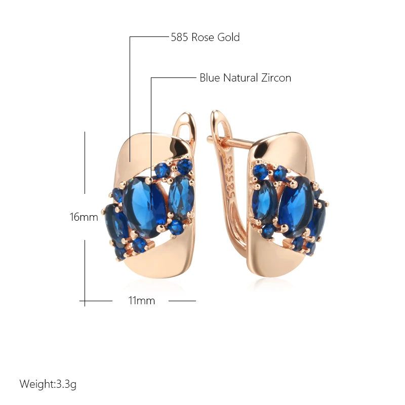 New Vintage Blue Zircon Drop Earrings in 585 Rose Gold