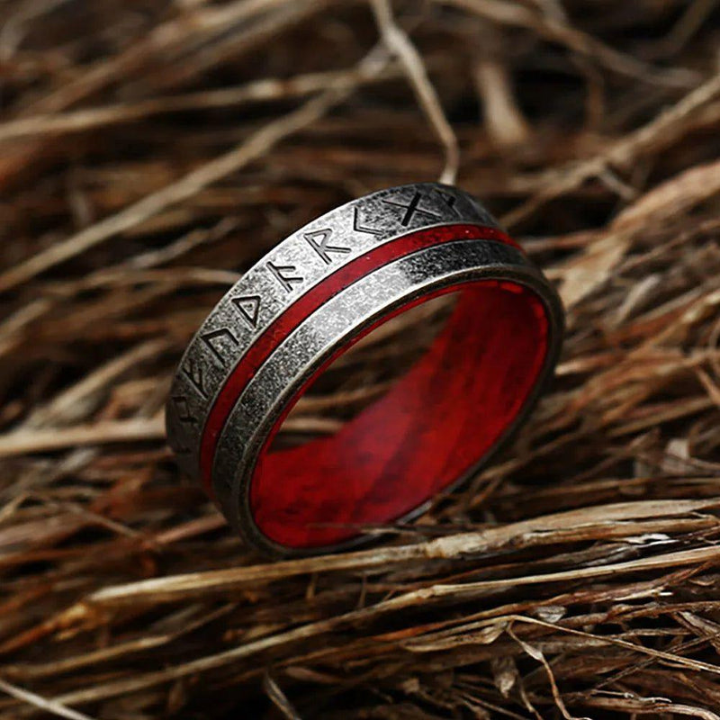 Nordic Heritage Viking Runes Unisex Stainless Steel Ring - Fashionable Odin Amulet for Couples