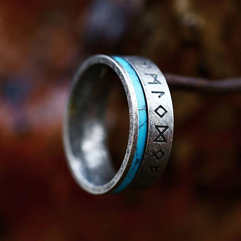 Nordic Heritage Viking Runes Unisex Stainless Steel Ring - Fashionable Odin Amulet for Couples