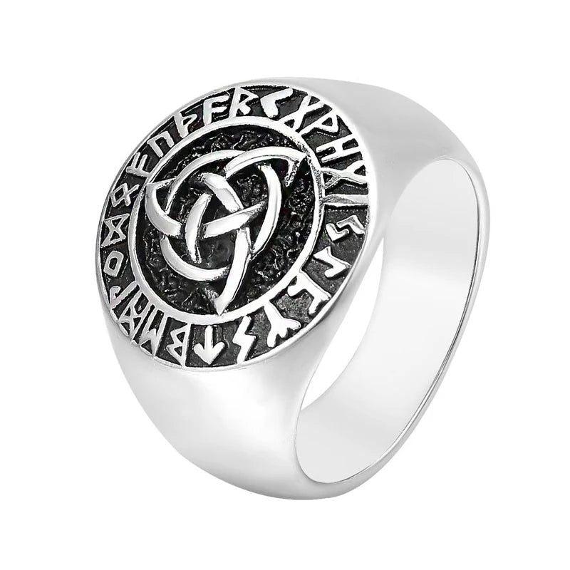 Norse Heritage Celtic Knot Men's Ring - Vintage Stainless Steel Amulet in Gold/Silver Color