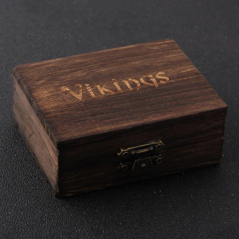 Norse Wolf Totem Stainless Steel Statement Rings for Men with Elegant Wooden Gift Box