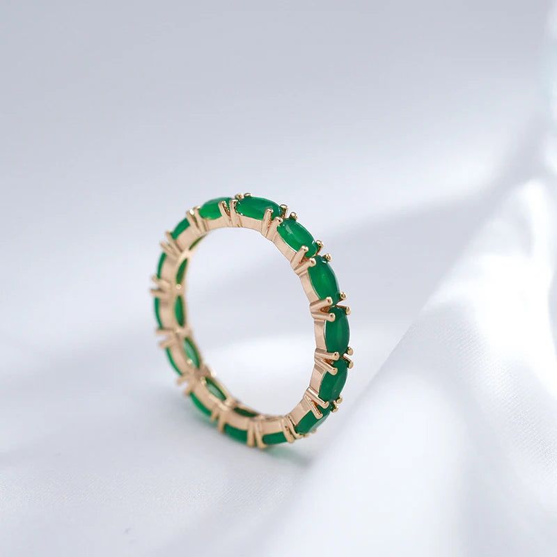 Opal Green Natural Zircon Cocktail Ring in 585 Rose Gold - Vintage Luxury Design