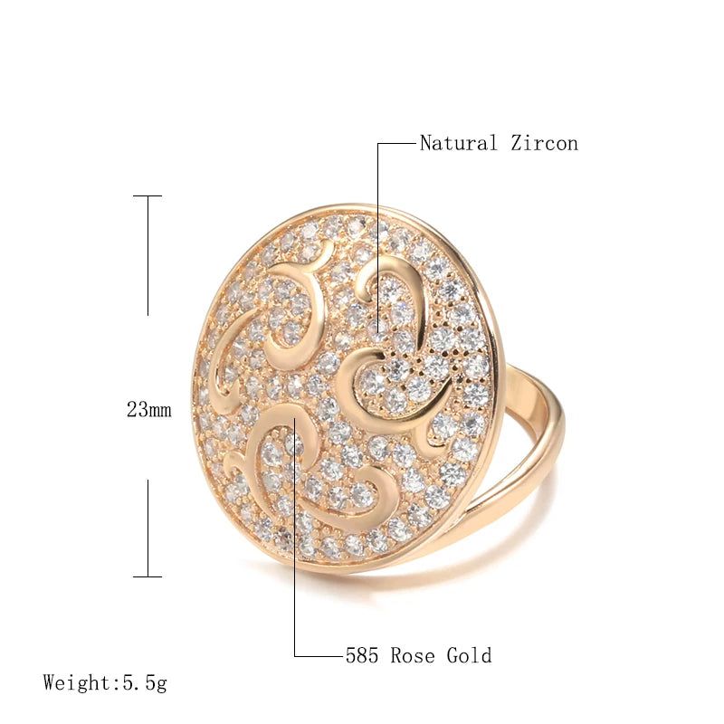 Opulent Rose Gold Zircon Cocktail Ring with Floral Crystal Design