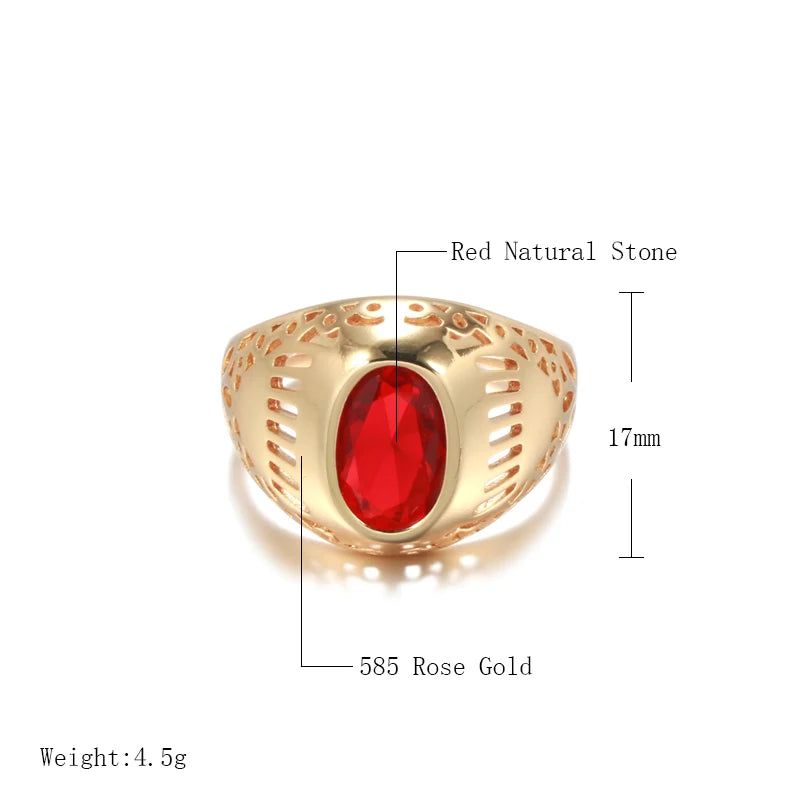 Opulent Vintage Rose Gold Ring with Radiant Red Natural Zircon