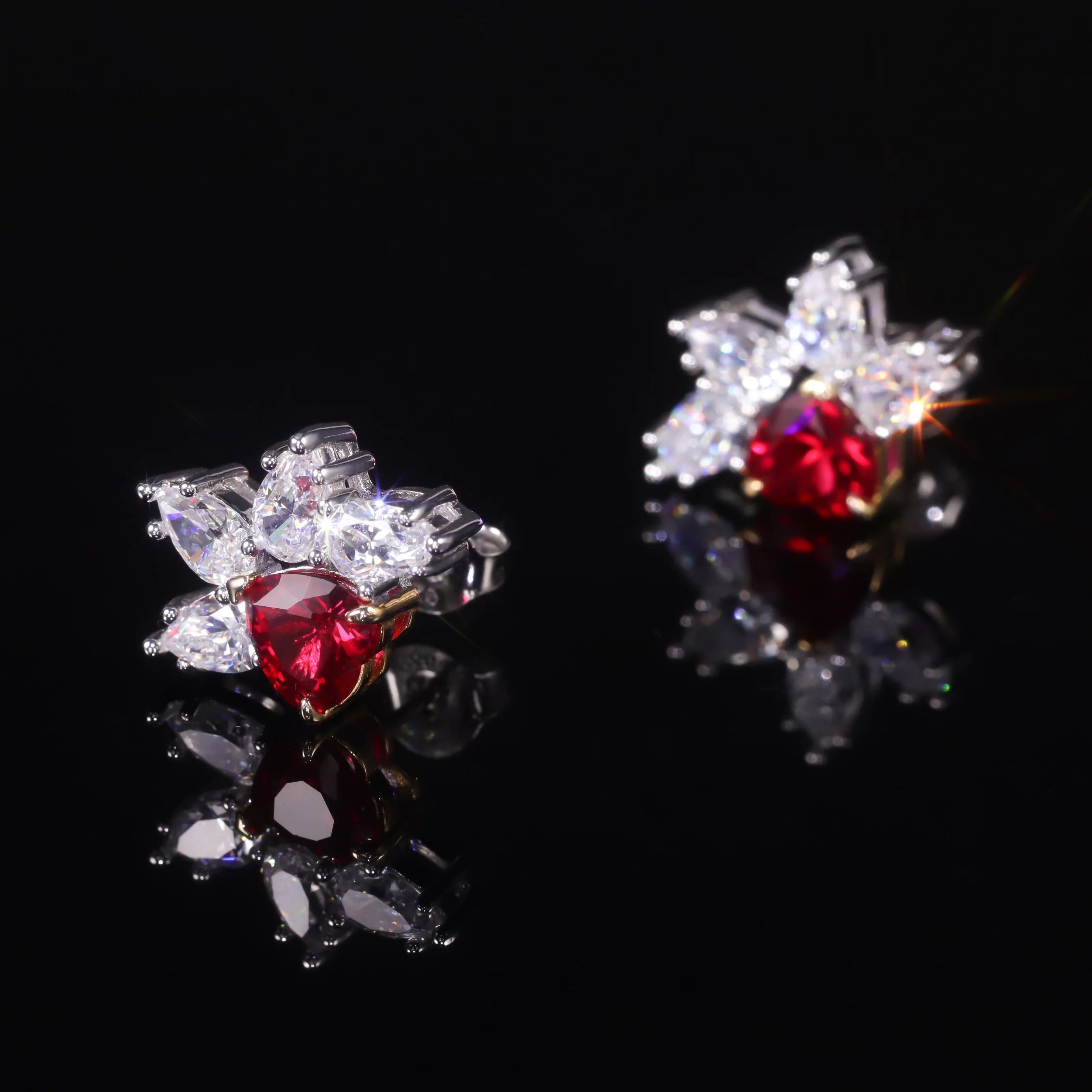 Palm Leaf Fabulous Earring Luxury Lab Created Ruby Earrings