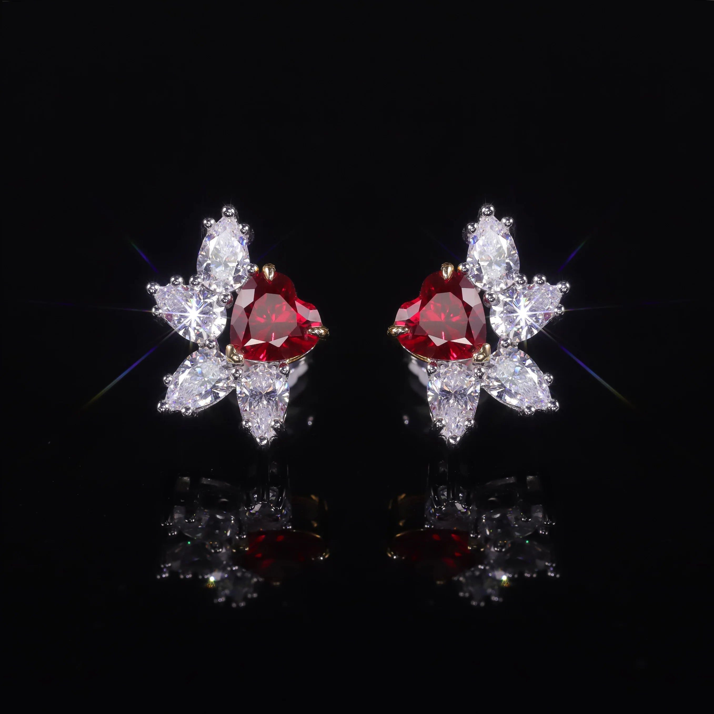 Palm Leaf Fabulous Earring Luxury Lab Created Ruby Earrings