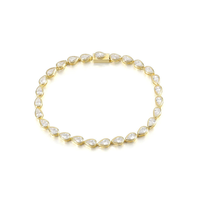 Pear Shape Moissanite Bezel Tennis Bracelet 14K Gold Stackable