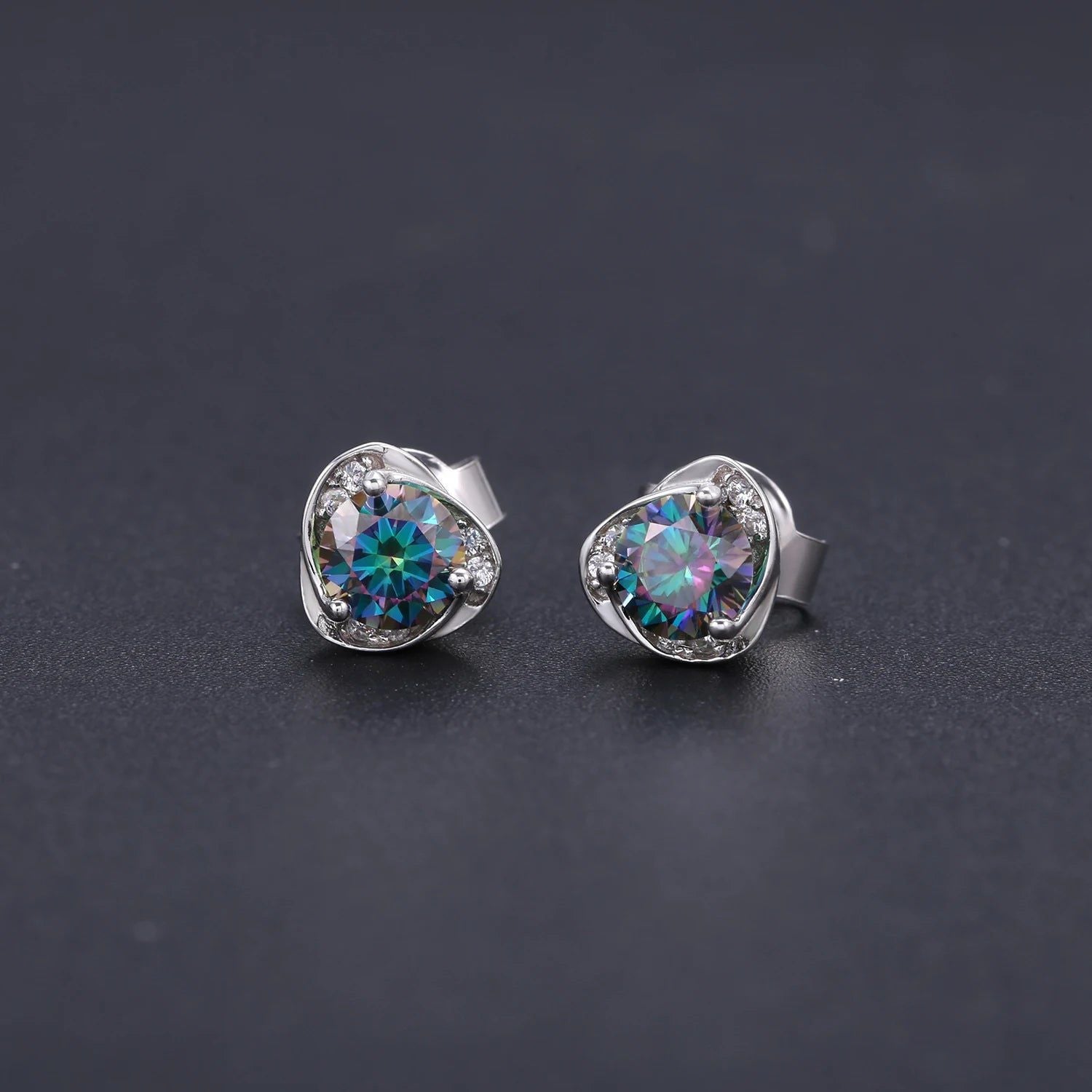 Pink Moissanite 0.5TW 5mm Round Cut Stud Earrings