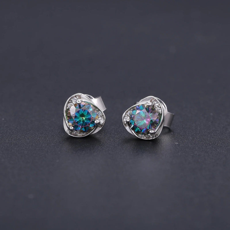 Pink Moissanite 0.5TW 5mm Round Cut Stud Earrings