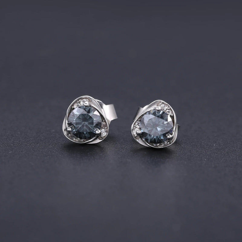 Pink Moissanite 0.5TW 5mm Round Cut Stud Earrings