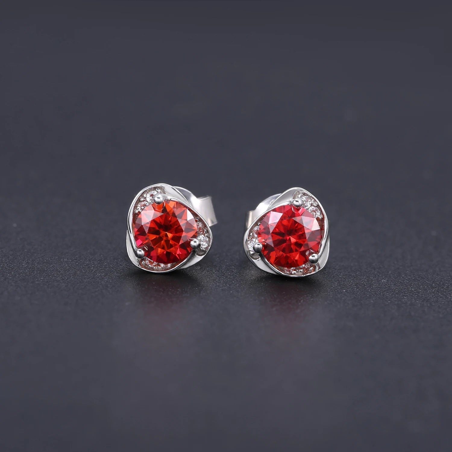 Pink Moissanite 0.5TW 5mm Round Cut Stud Earrings