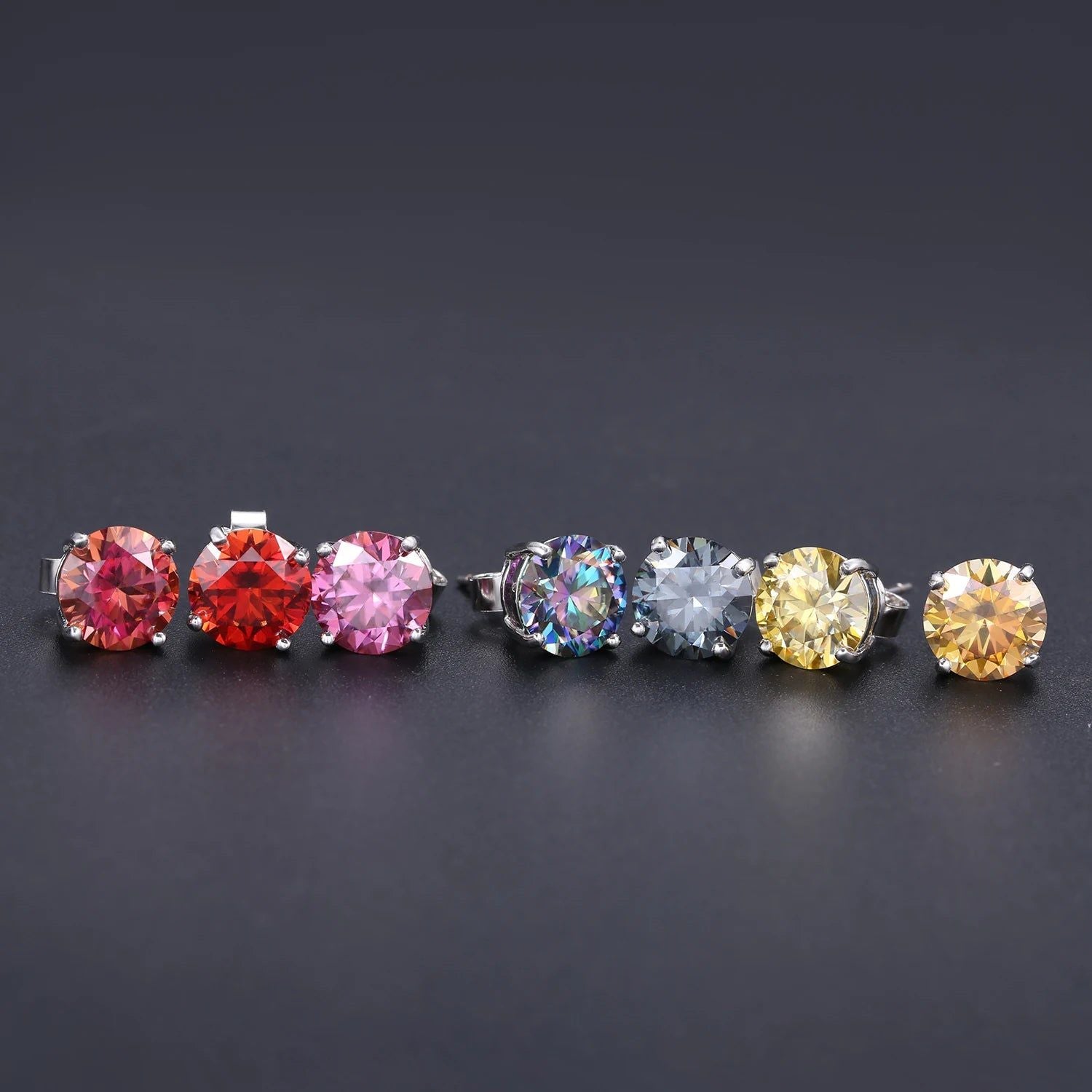 Pink Moissanite 2.0 TW 8mm Round Cut Stud Earrings