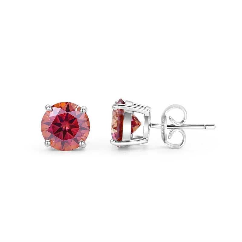 Pink Moissanite 2.0 TW 8mm Round Cut Stud Earrings