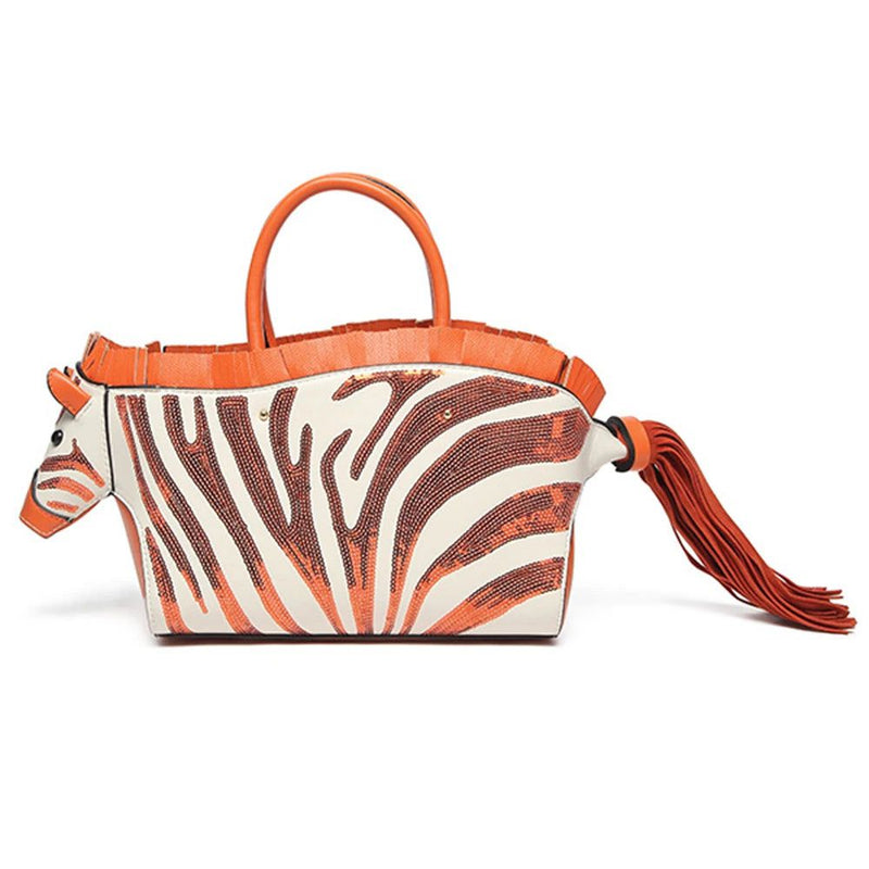 Playful 3D Zebra Shaped PU Handbag for Women - Chic Tassel Crossbody Purse