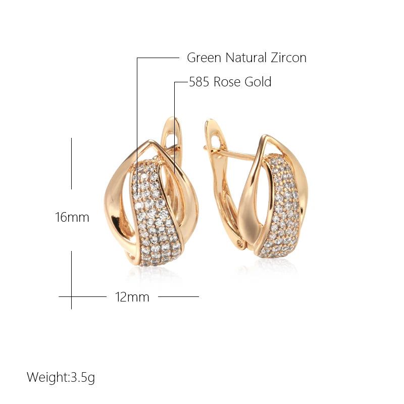 Popular Vintage Rose Gold Drop Earrings with Natural Zircon Flower Design