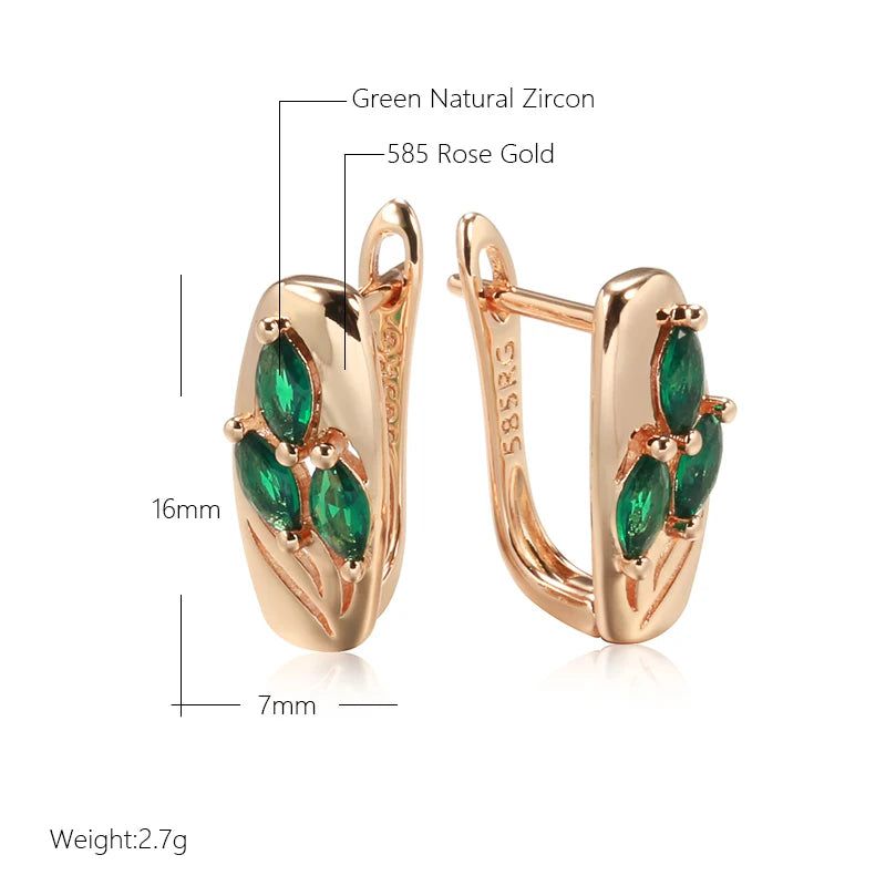 Popular Vintage Rose Gold Emerald Zircon Drop Earrings - Oval Cut Design