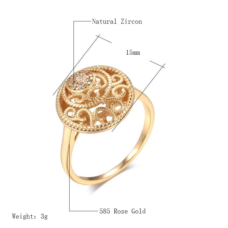 Popular Vintage Rose Gold Flower Ring with Natural Zircon