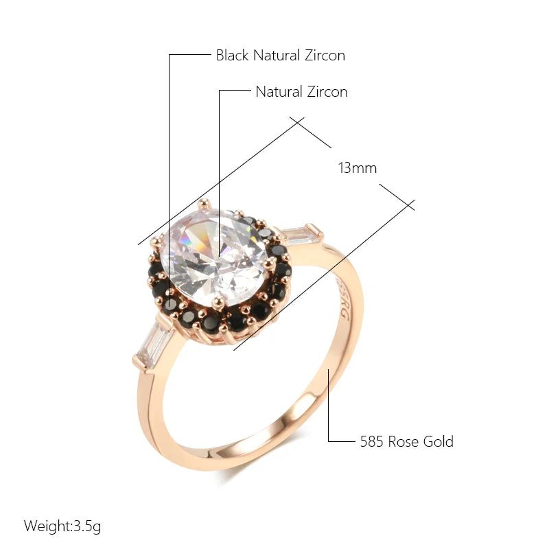 Popular Vintage Rose Gold Geometric Cocktail Ring with Natural Zircon