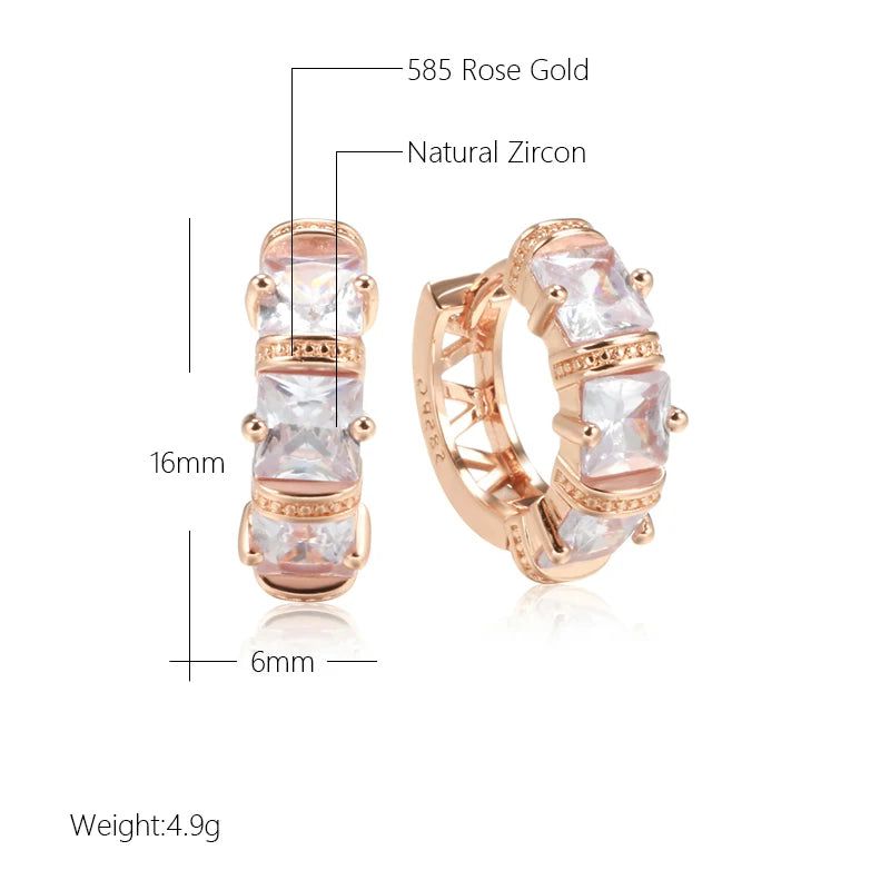 Popular Vintage Rose Gold Hoop Earrings with Sparkling Cubic Zirconia