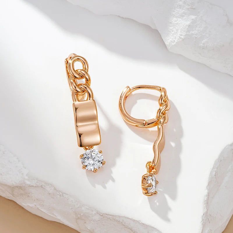 Popular Vintage Rose Gold Long Dangle Earrings with Natural Zircon