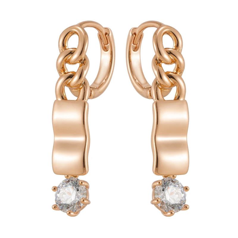 Popular Vintage Rose Gold Long Dangle Earrings with Natural Zircon