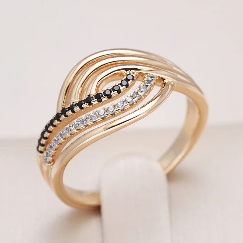 Popular Vintage Rose Gold Natural Zircon Cocktail Ring with Geometric Design