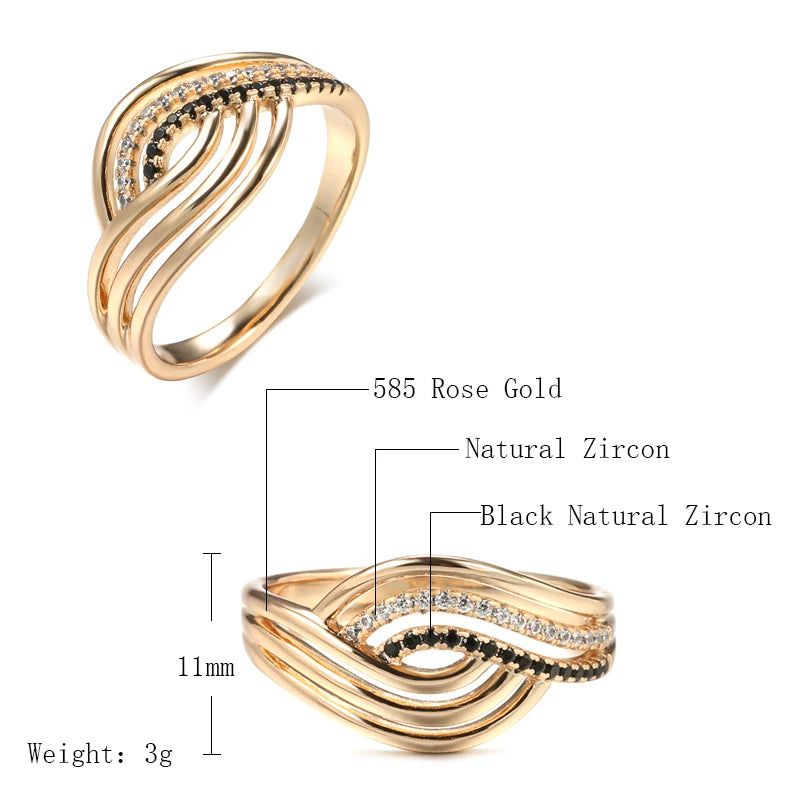 Popular Vintage Rose Gold Natural Zircon Cocktail Ring with Geometric Design