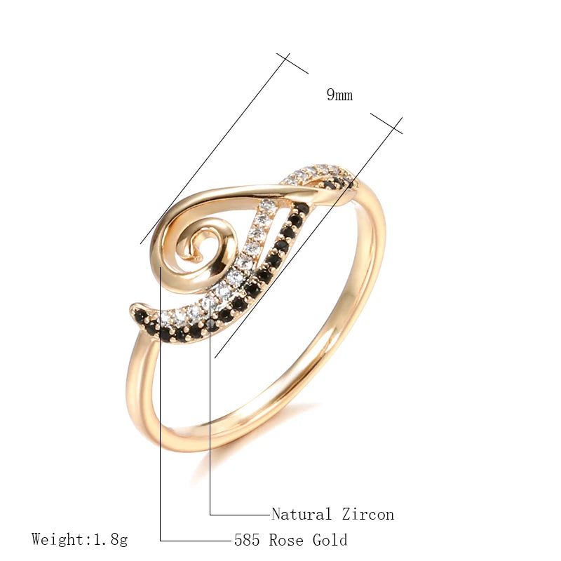 Popular Vintage Rose Gold Ring with Natural Black Zircon - Fashion Waves Collection