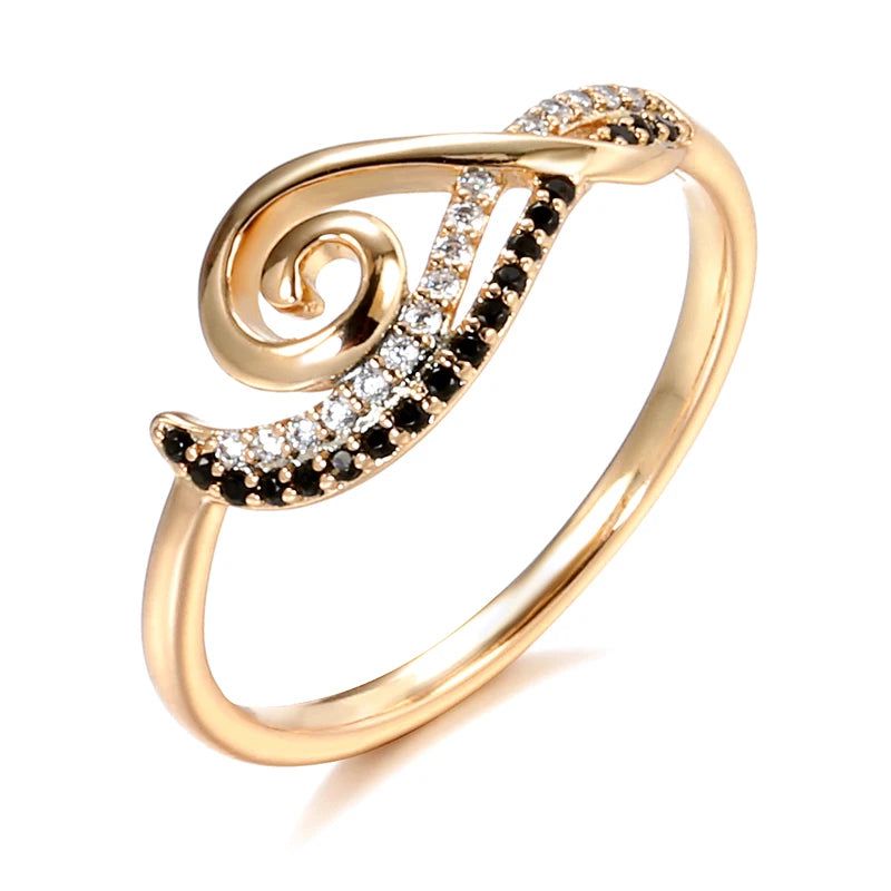 Popular Vintage Rose Gold Ring with Natural Black Zircon - Fashion Waves Collection