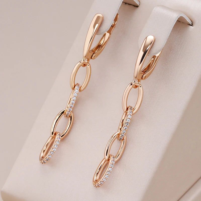 Popular Vintage Rose Gold Tassel Dangle Earrings with Unique Chain Design