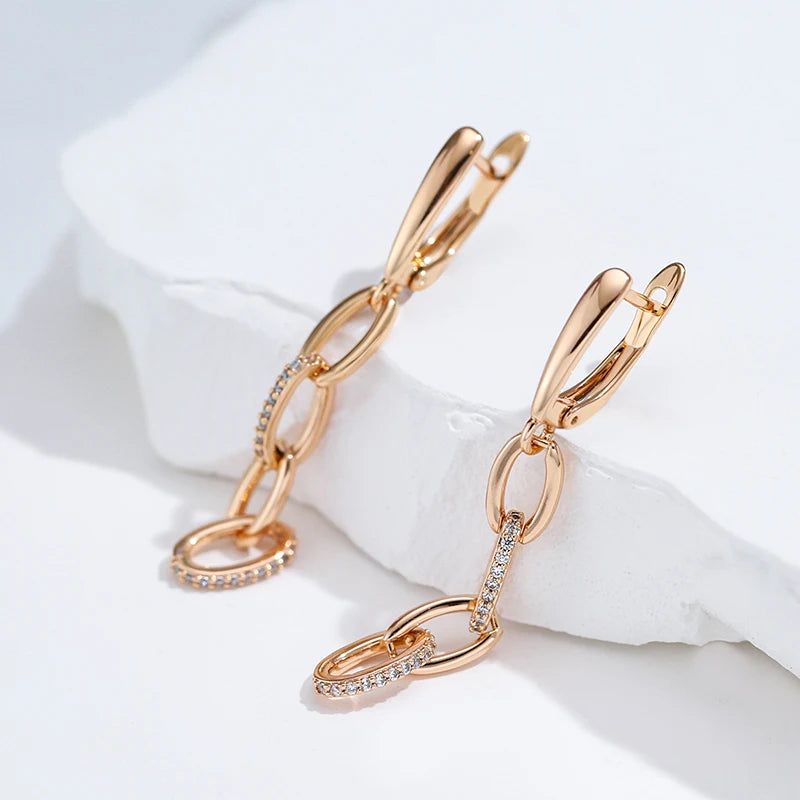 Popular Vintage Rose Gold Tassel Dangle Earrings with Unique Chain Design