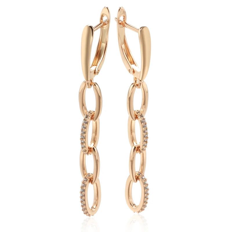 Popular Vintage Rose Gold Tassel Dangle Earrings with Unique Chain Design