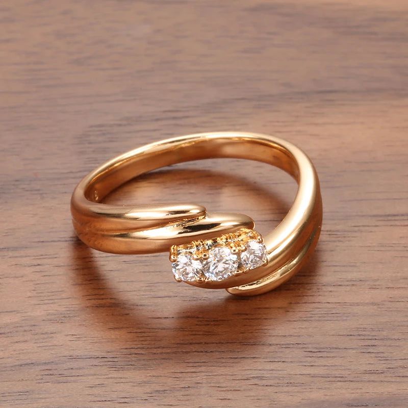 Popular Vintage Rose Gold Wave Cross Ring with Natural Zircon