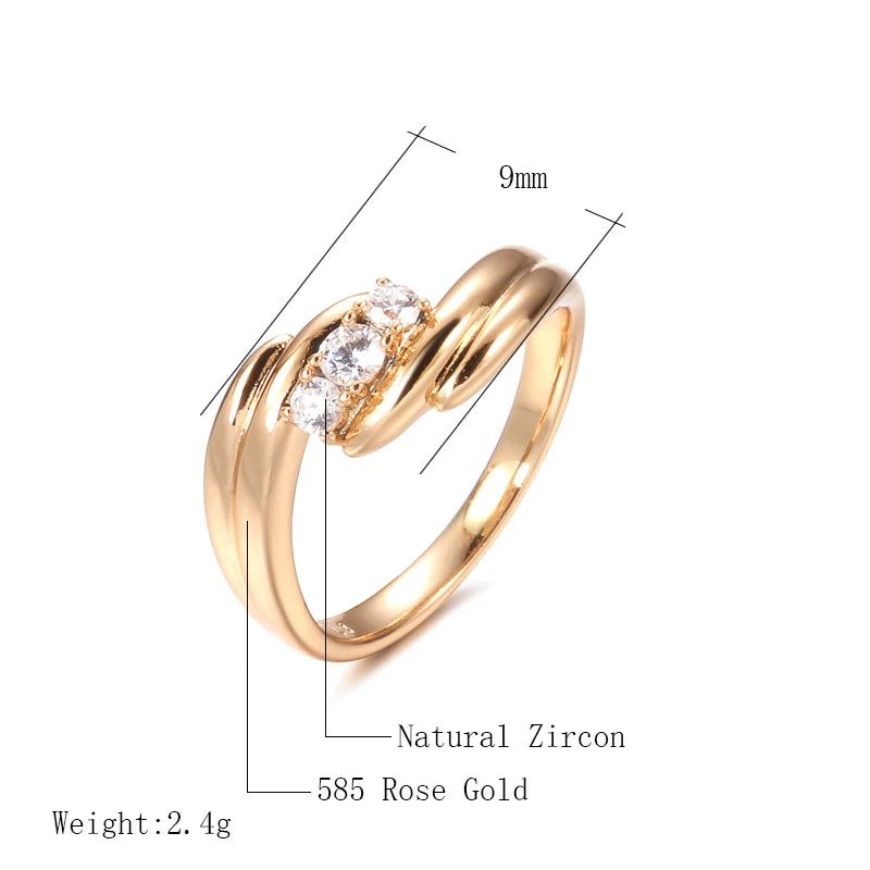 Popular Vintage Rose Gold Wave Cross Ring with Natural Zircon