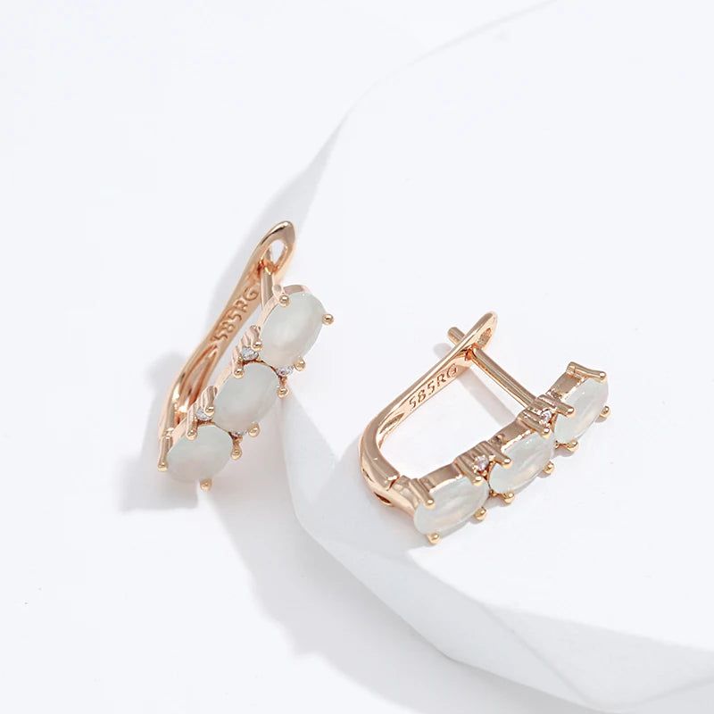 Popular Vintage White Opal Drop Earrings in 585 Rose Gold - Luxury Jewelry Design